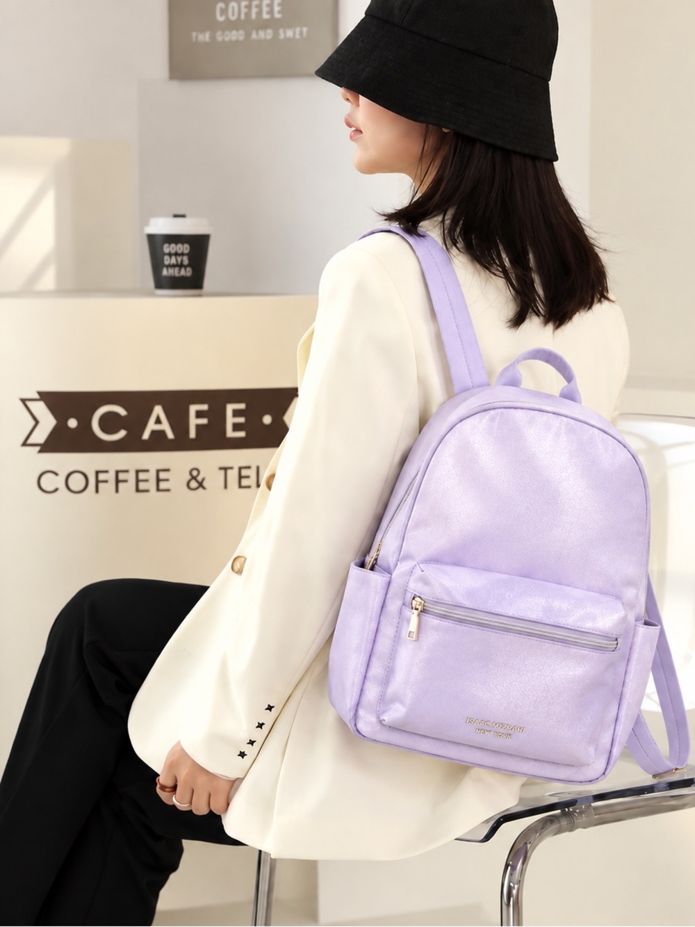 Isaac Mizrahi Lilac Purple Multi Pocket Backpack Purse